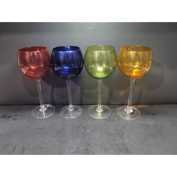 Hand Blown Balloon Wine Glasses, Vintage Cocktail Goblets, Mid-Century Stems‎ - Picture 4 of 9